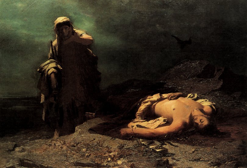 Antígona frente a Polinices muerto. Nikiforos Lytras (1865)
