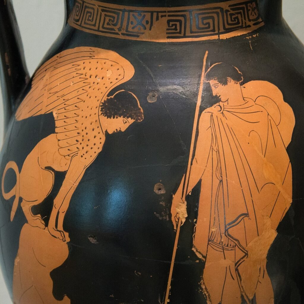 Edipo y la Esfinge. Jarrón del 450 AEC